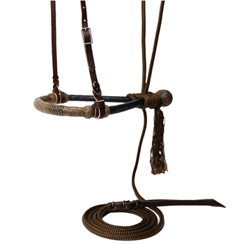 Bosal/Mecate Set | Black/Chocolate Bosal | Chocolate 5/8 Yacht Rope