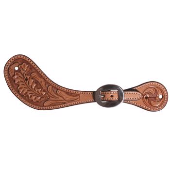 Prof. Choice | Oak Tooled Spur Straps | Natural Oak Muleshoe