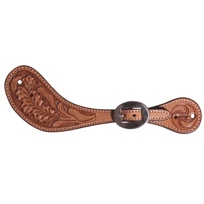 Prof. Choice | Oak Tooled Spur Straps | Natural Oak Muleshoe