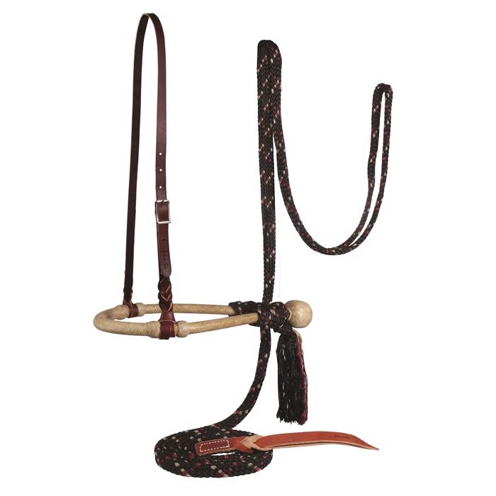 Bosal/Mecate Set | Black/Wine Flat Braid Mecate