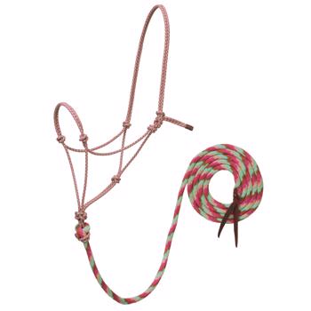 ECOLUXE Rope Halter w/ Lead | Biscay Green/Cinnamon/Raspberry/Tan