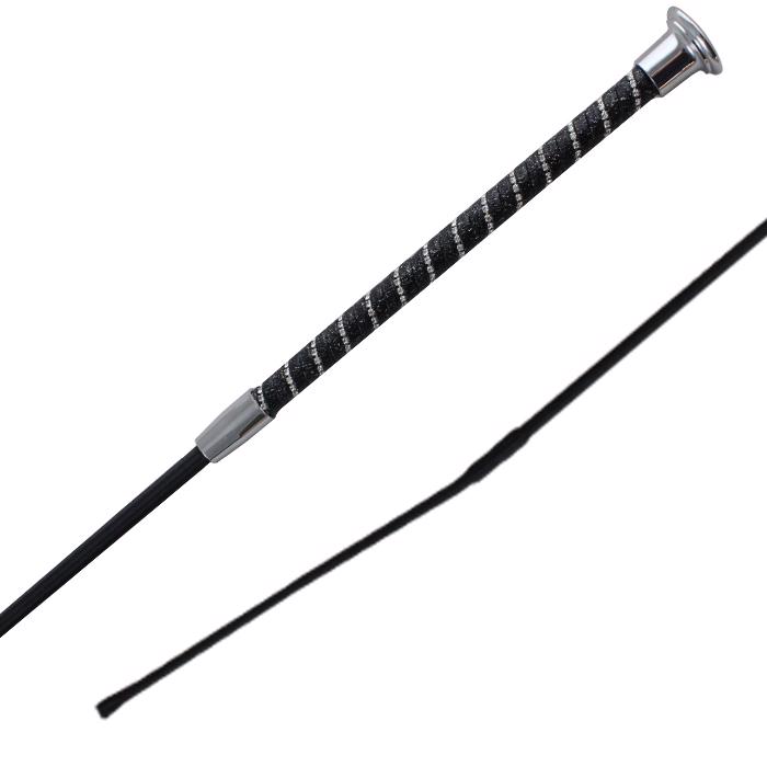 Twisted Dressage Whip | Black Silver